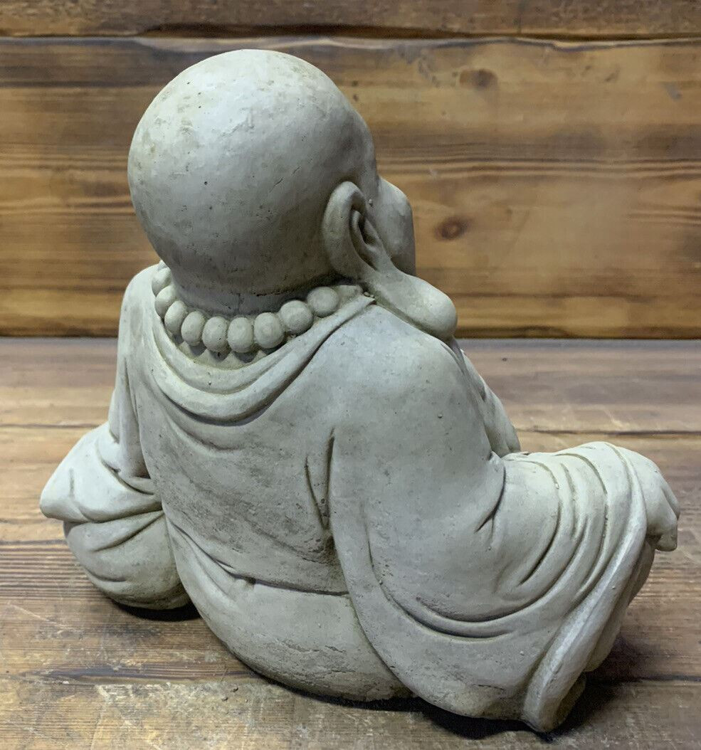 STONE GARDEN SMALL SITTING HAPPY BUDDHA STATUE ORNAMENT