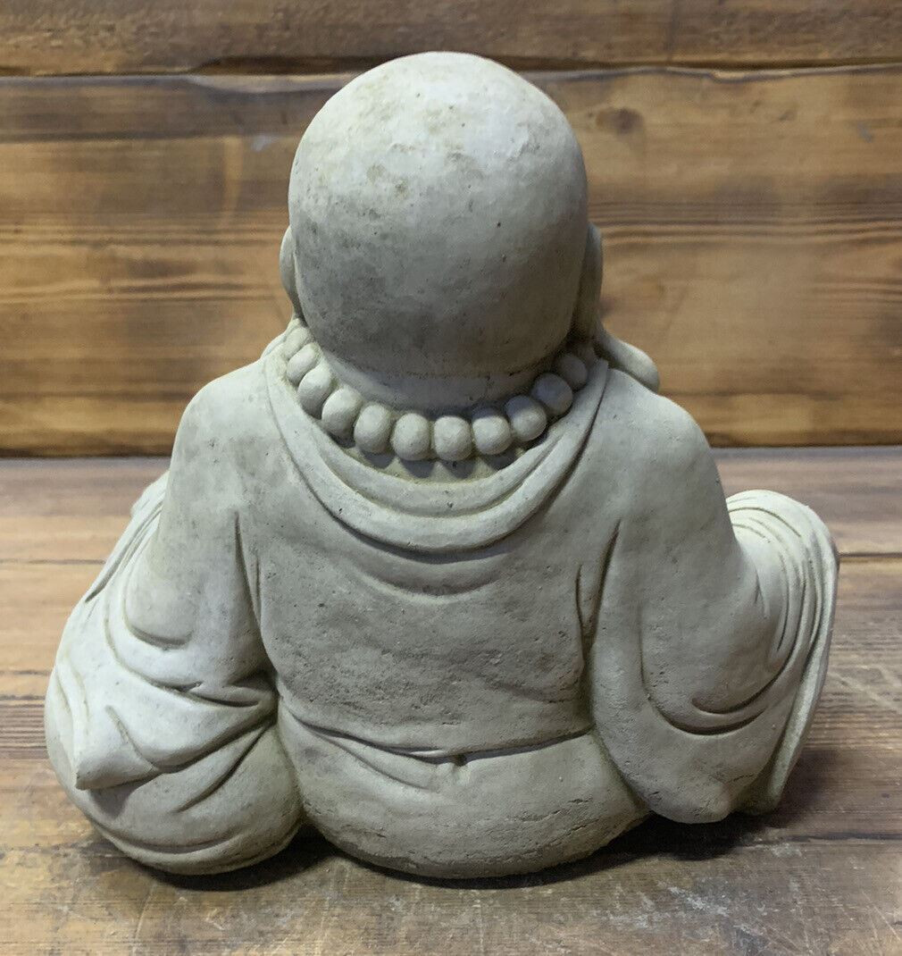 STONE GARDEN SMALL SITTING HAPPY BUDDHA STATUE ORNAMENT