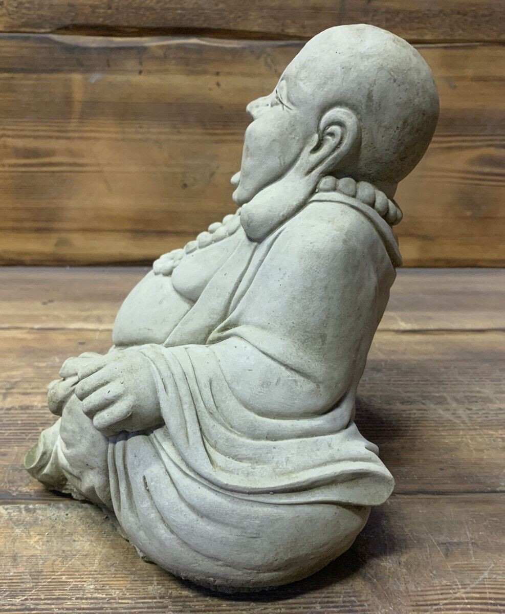 STONE GARDEN SMALL SITTING HAPPY BUDDHA STATUE ORNAMENT