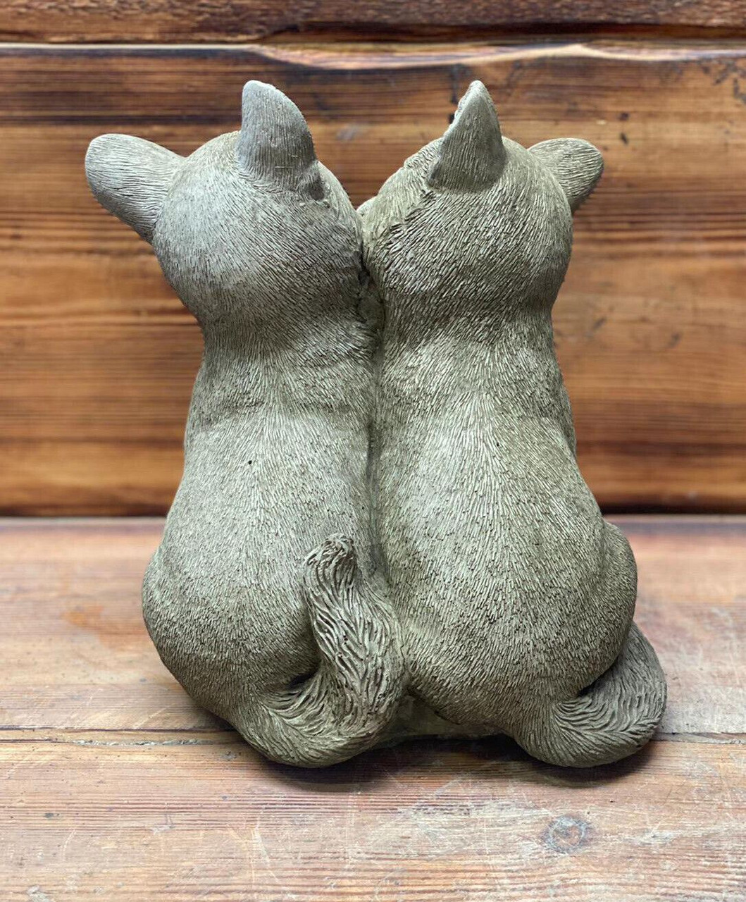 STONE GARDEN PAIR OF CUTE LOVING KISSING CATS KITTEN CAT STATUE ORNAMENT 