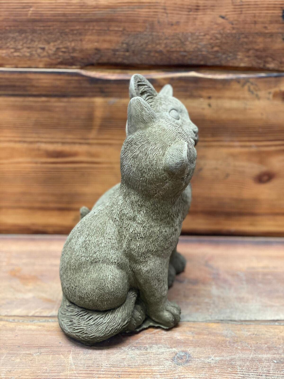 Pair Of Stone Cast Cat Garden Ornaments - Statues