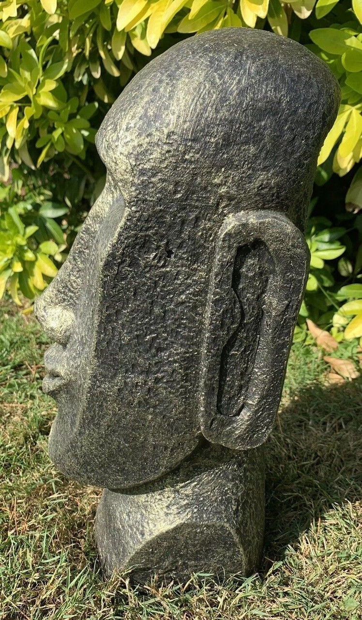 STONE GARDEN EASTER ISLAND HEAD MOAI TIKI GOLD CONCRETE ORNAMENT