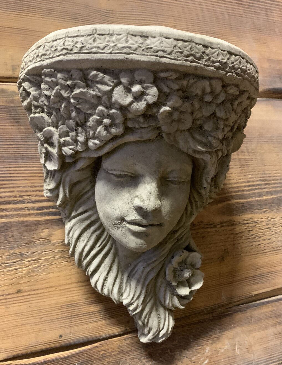 STONE GARDEN LADY SHELF PLAQUE SCONCE TREE HANGING ORNAMENT