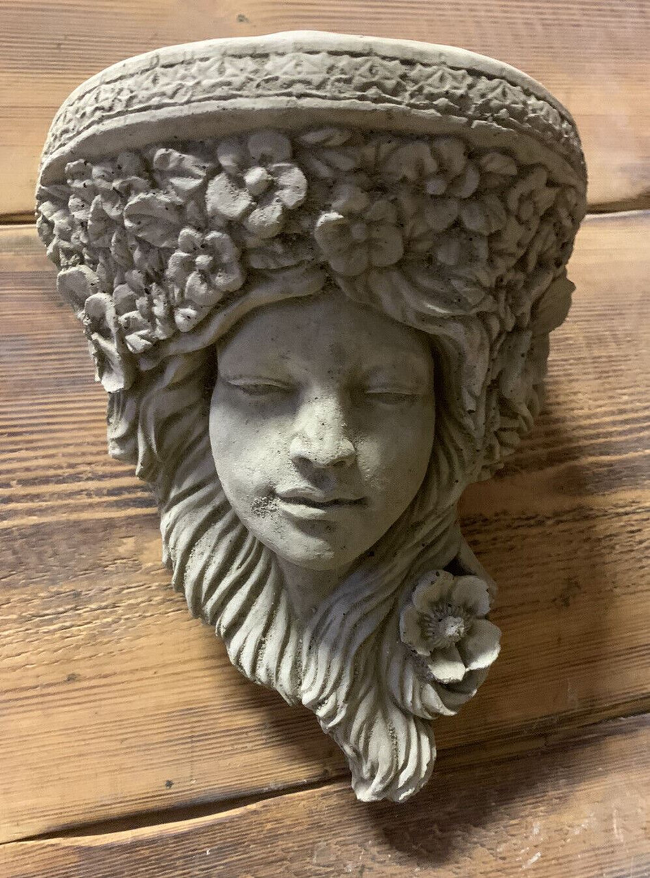 STONE GARDEN LADY SHELF PLAQUE SCONCE TREE HANGING ORNAMENT