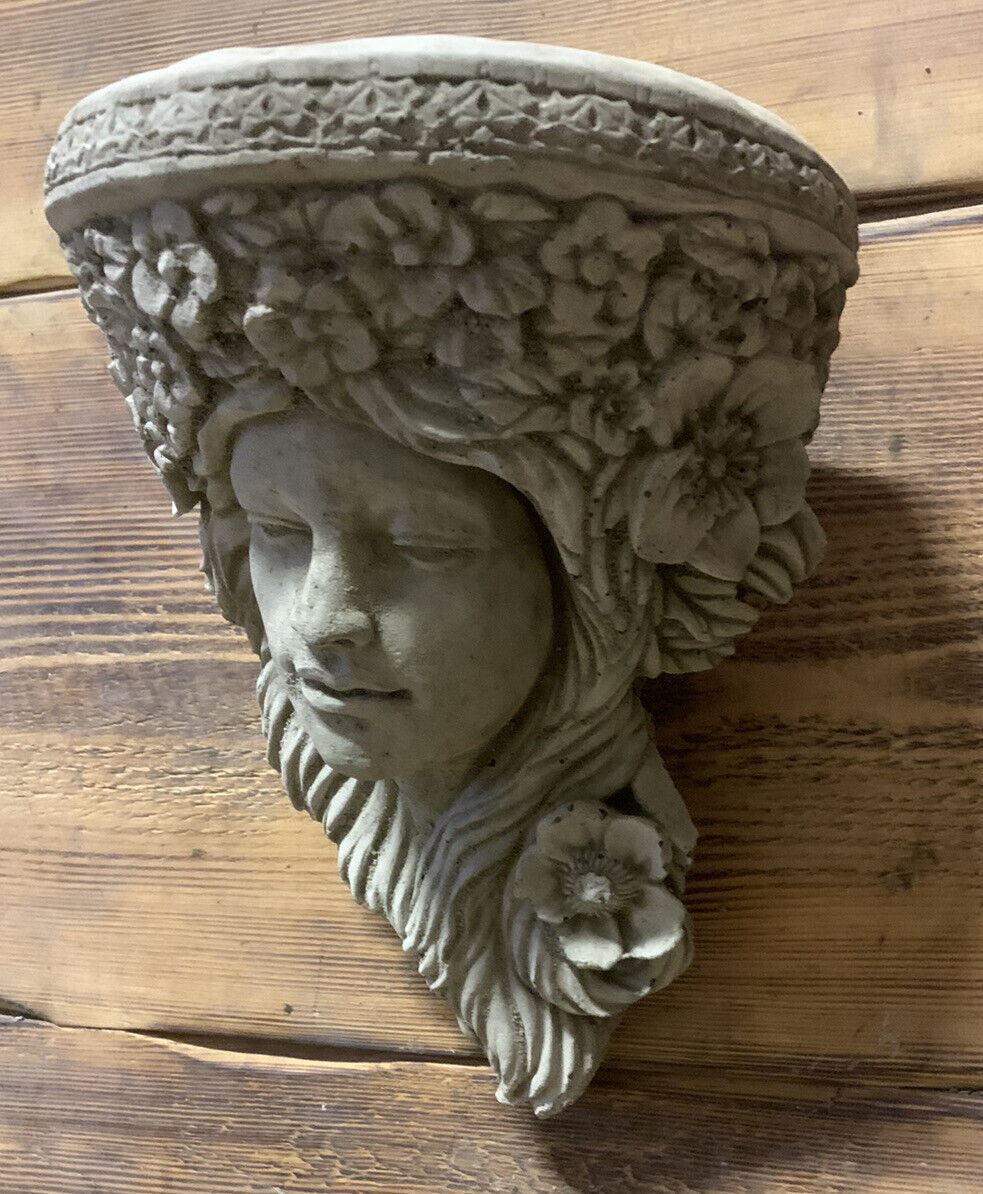 STONE GARDEN LADY SHELF PLAQUE SCONCE TREE HANGING ORNAMENT