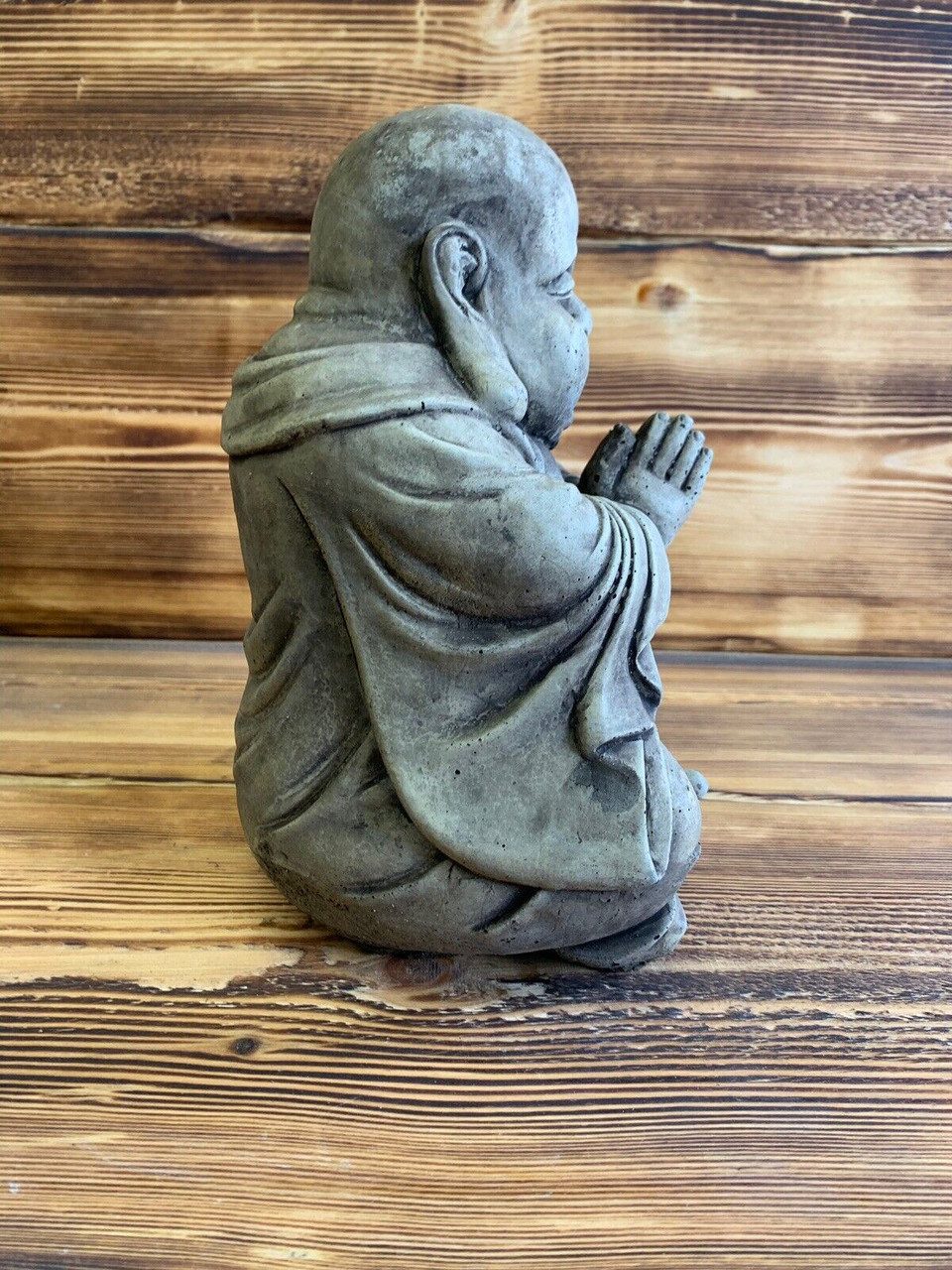 STONE GARDEN HAPPY SMILING PRAYING BUDDHA BUDDAH STATUE ORNAMENT