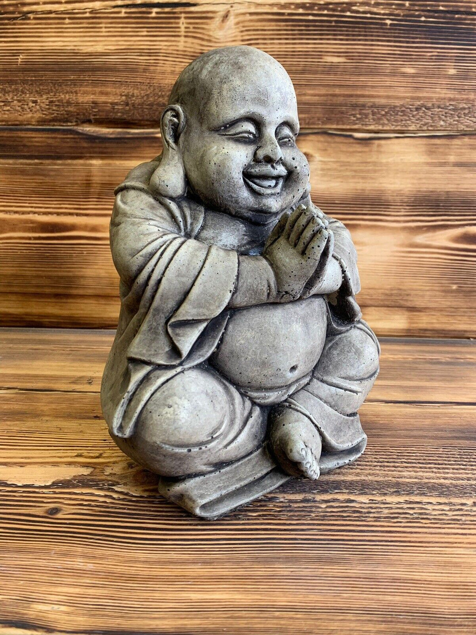 STONE GARDEN HAPPY SMILING PRAYING BUDDHA BUDDAH STATUE ORNAMENT