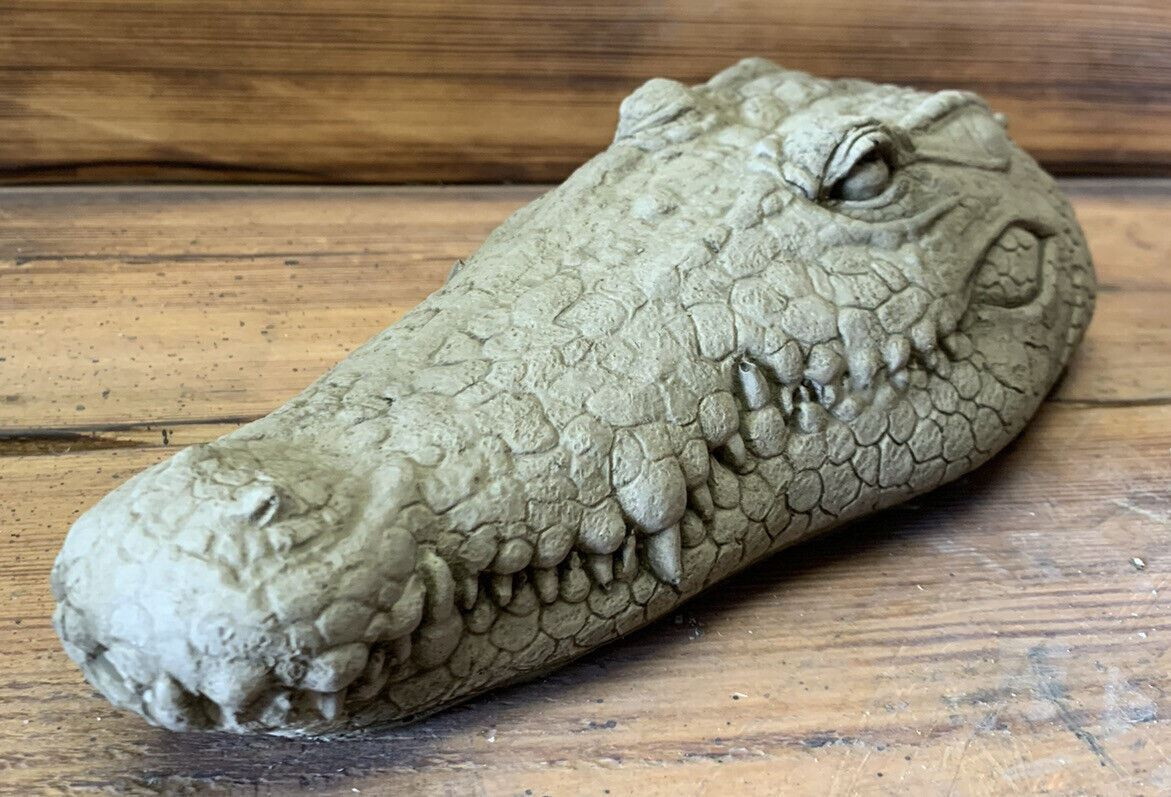 STONE GARDEN CROCODILE ALLIGATOR HEAD DETAILED GIFT CONCRETE ORNAMENT