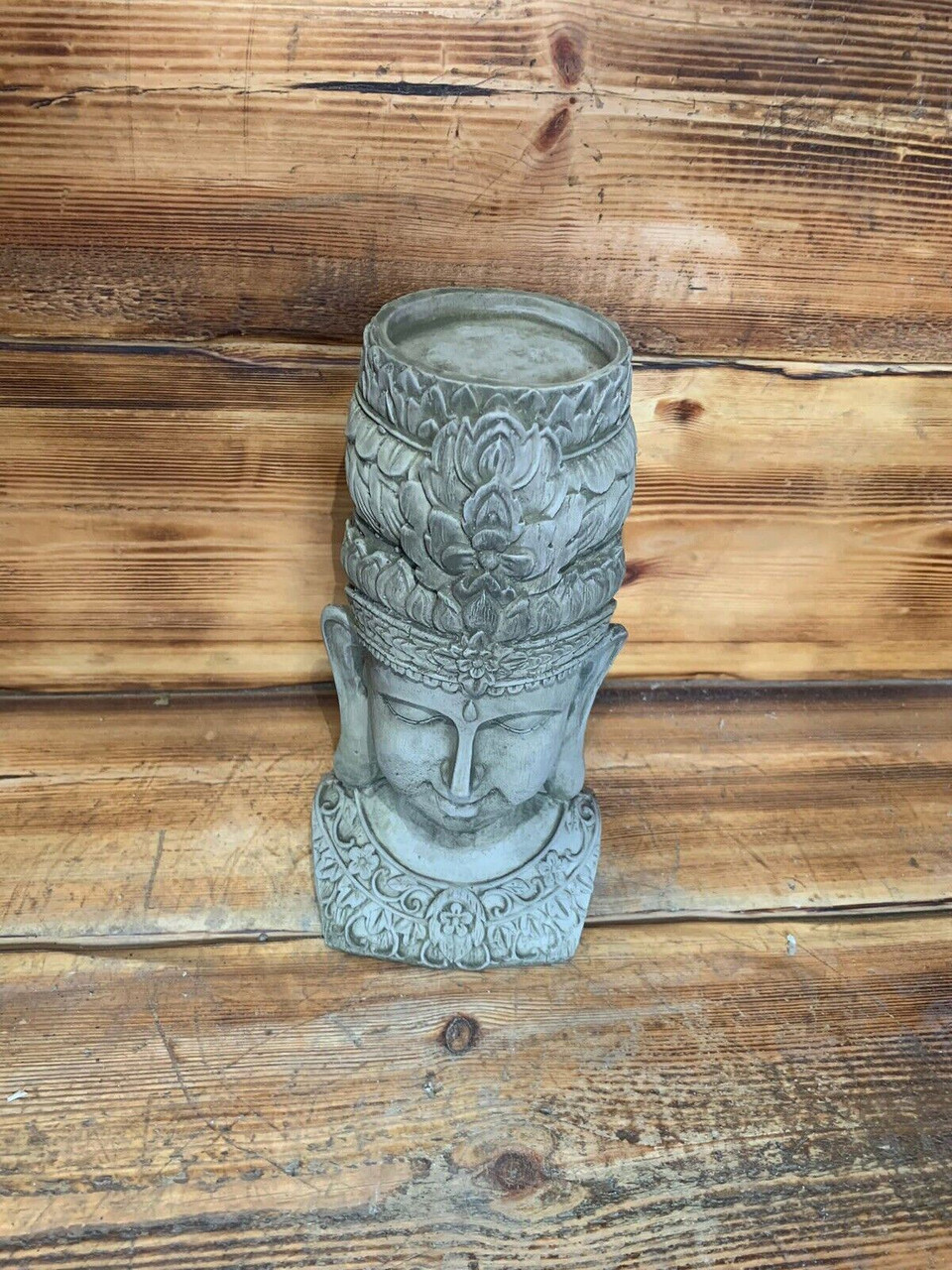 STONE GARDEN ZEN BUDDHA CANDLE HOLDER PLANT POT HOLDER STATUE ORNAMENT