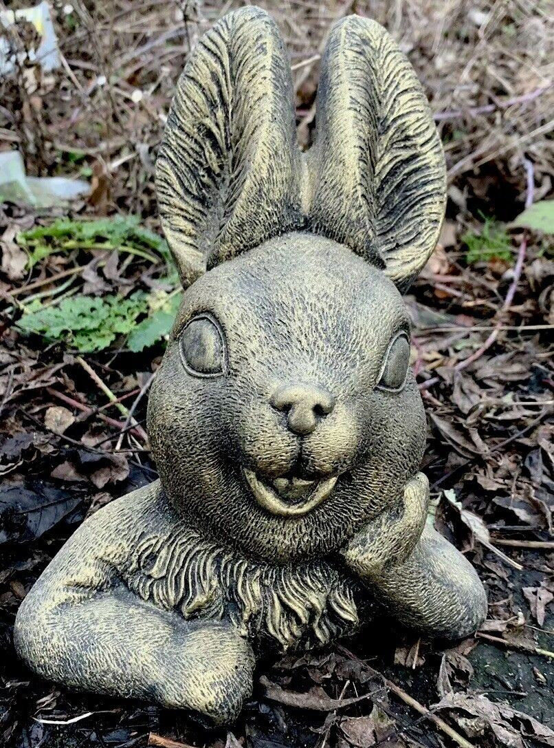 STONE GARDEN CUTE GOLD RABBIT GIFT GARDEN ORNAMENT