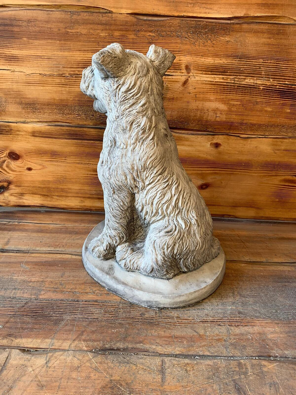 STONE GARDEN LARGE SITTING TERRIER SCHNAUZER DOG STATUE ORNAMENT