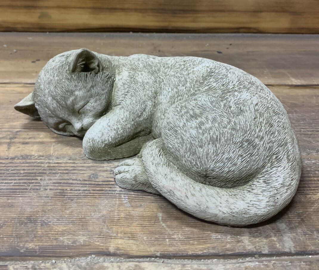 STONE GARDEN LYING SLEEPING CAT KITTEN ORNAMENT MEMORIAL STATUE ORNAMENT