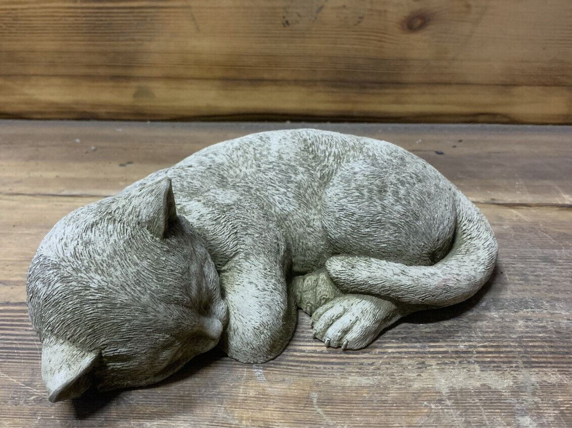 STONE GARDEN LYING SLEEPING CAT KITTEN ORNAMENT MEMORIAL STATUE ORNAMENT