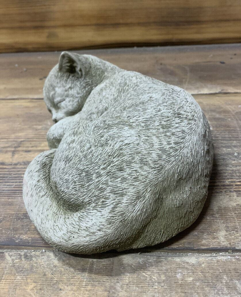 STONE GARDEN LYING SLEEPING CAT KITTEN ORNAMENT MEMORIAL STATUE ORNAMENT