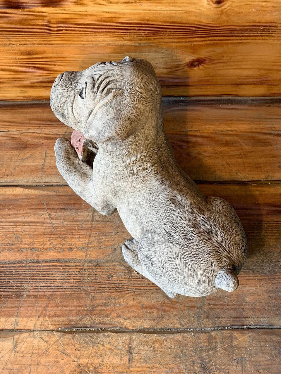 STONE GARDEN LAYING JACK RUSSELL DOG WITH BOOT STATUE ORNAMENT