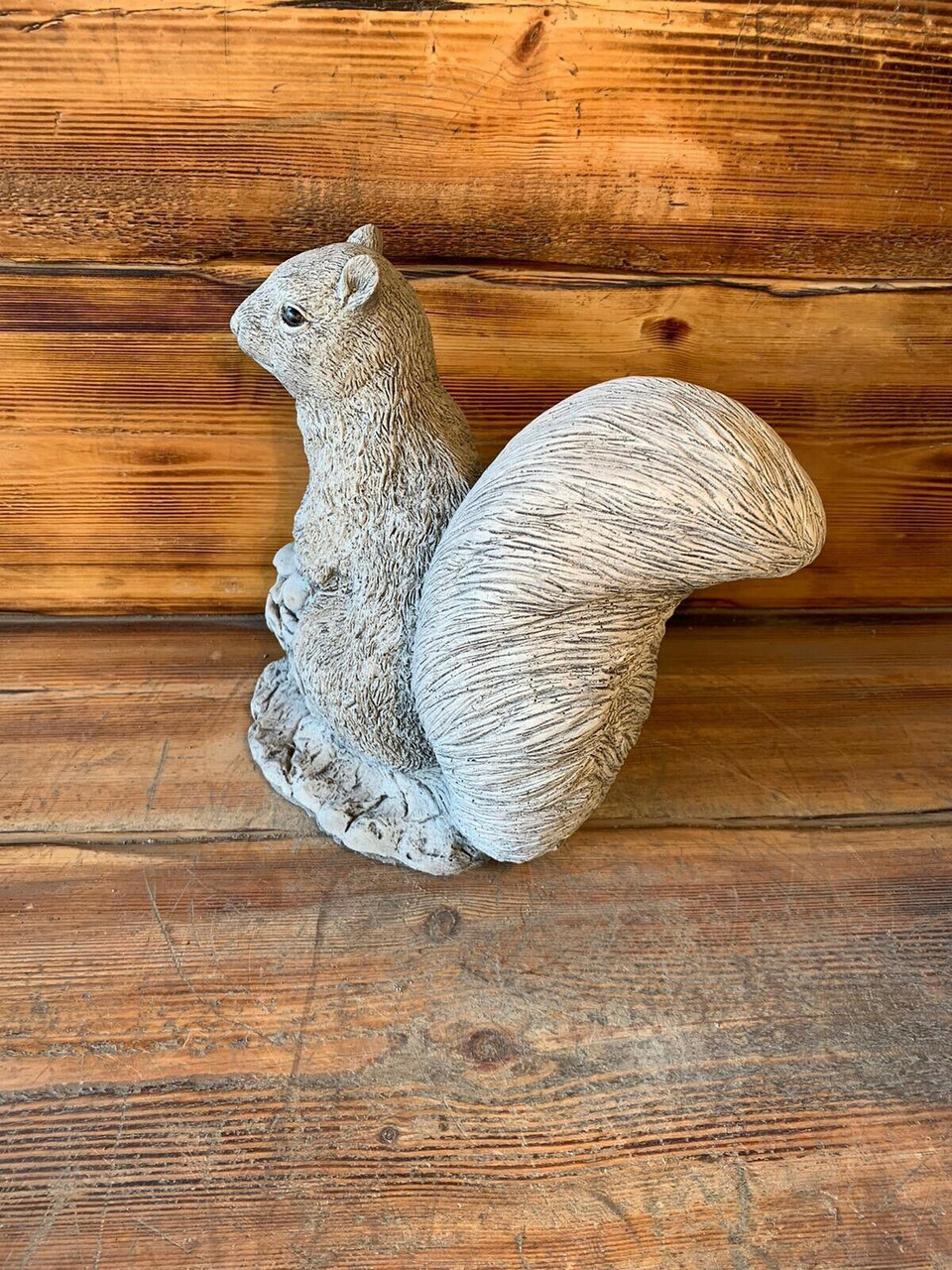 STONE GARDEN LARGE SQUIRREL WITH BASKET STATUE ORNAMENT