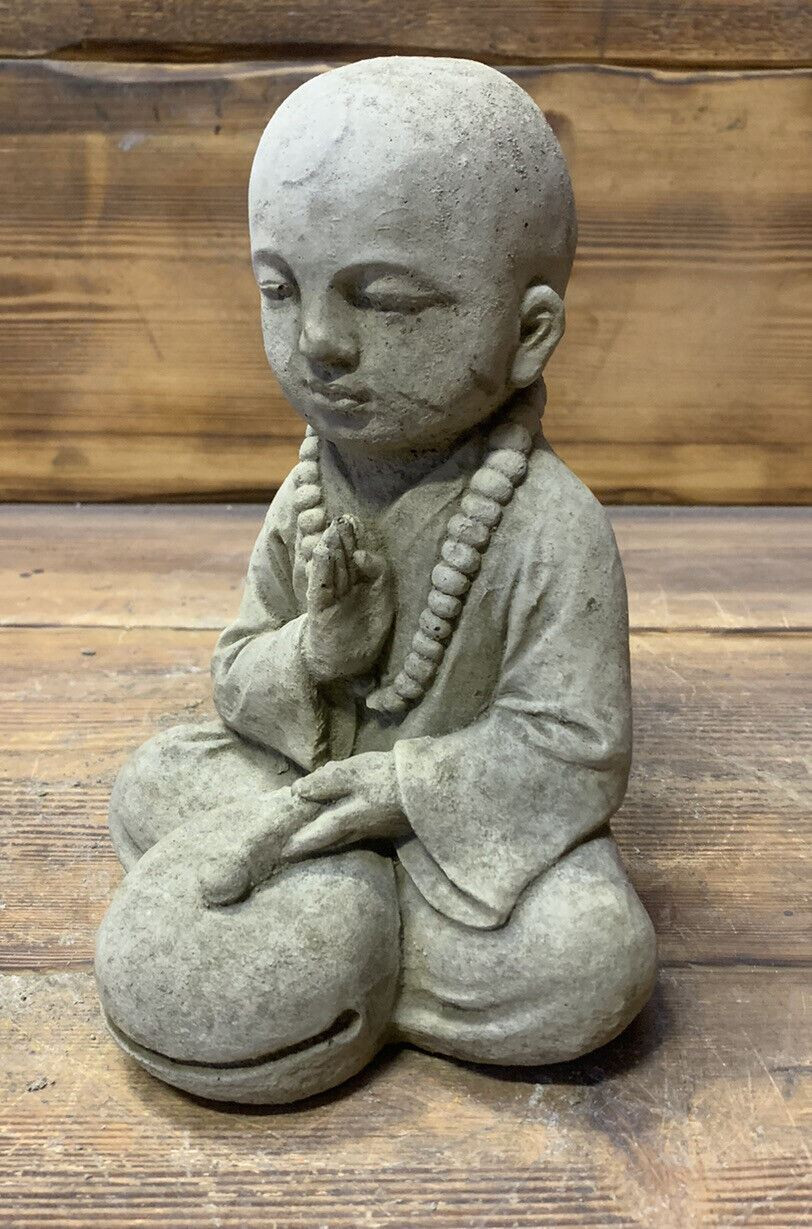 STONE GARDEN SMALL SITTING DRUM BUDDHA STATUE ORNAMENT