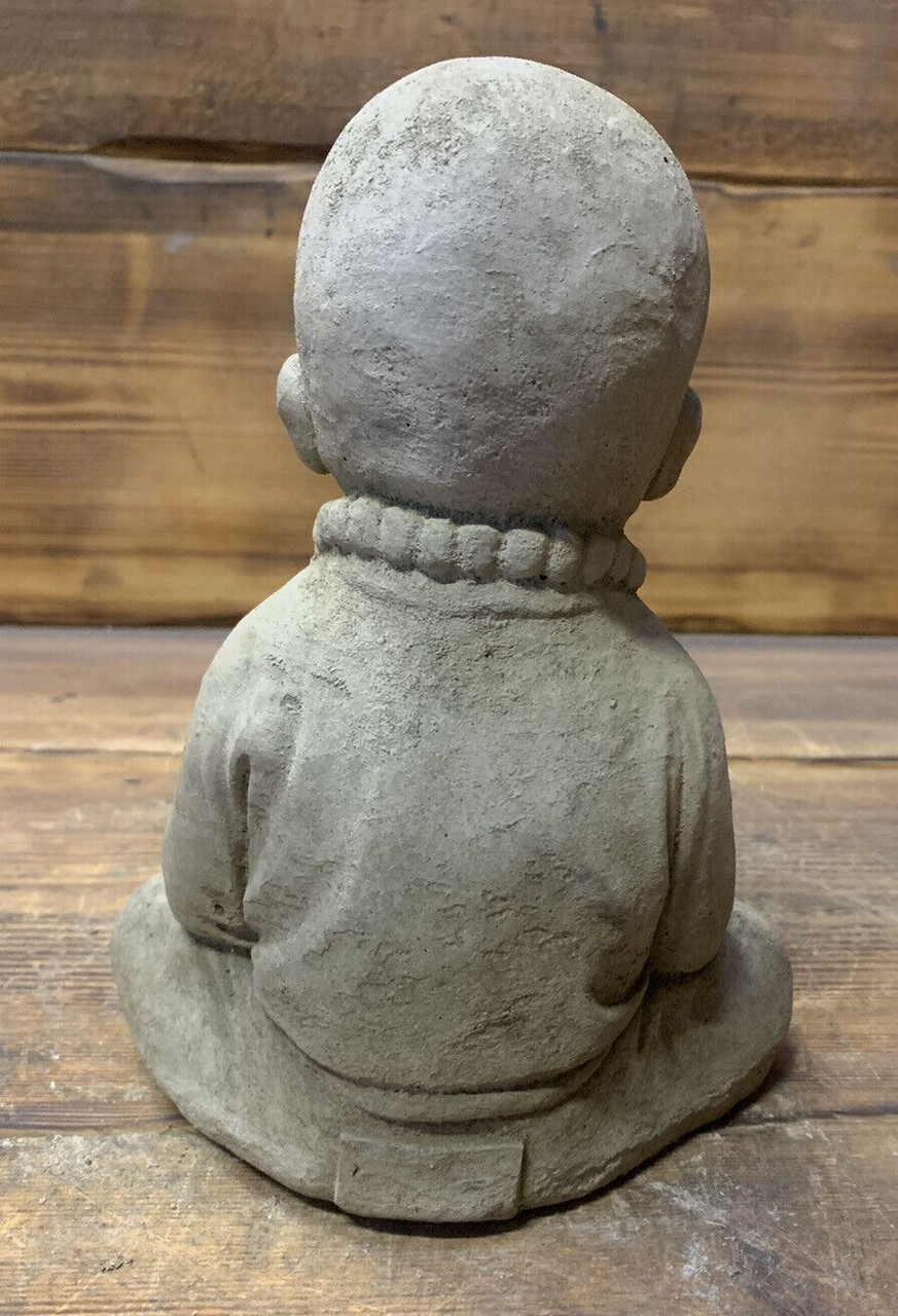 STONE GARDEN SMALL SITTING DRUM BUDDHA STATUE ORNAMENT