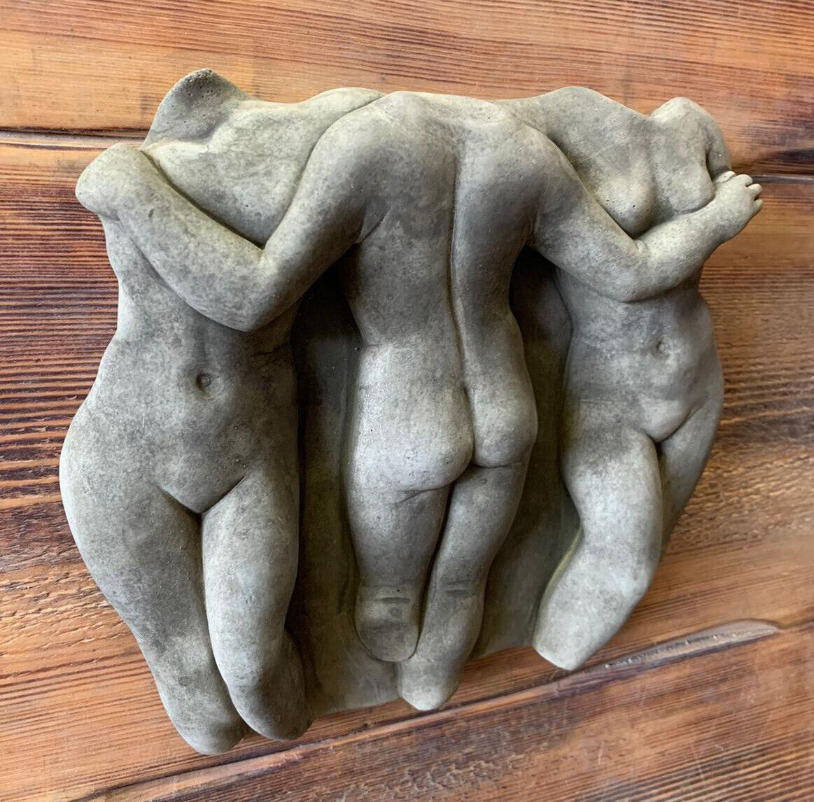 STONE GARDEN 3 TRIO NUDE NAKED LADY WOMAN WALL PLAQUE ORNAMENT