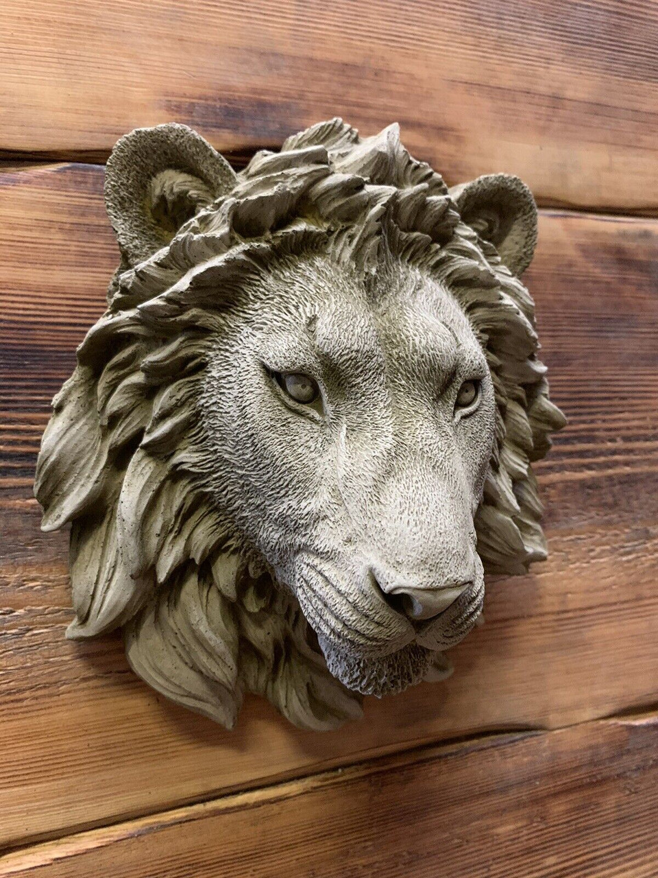 STONE GARDEN SMALL NATURAL DETAILED LION HEAD WALL HANGING PLAQUE ORNAMENT