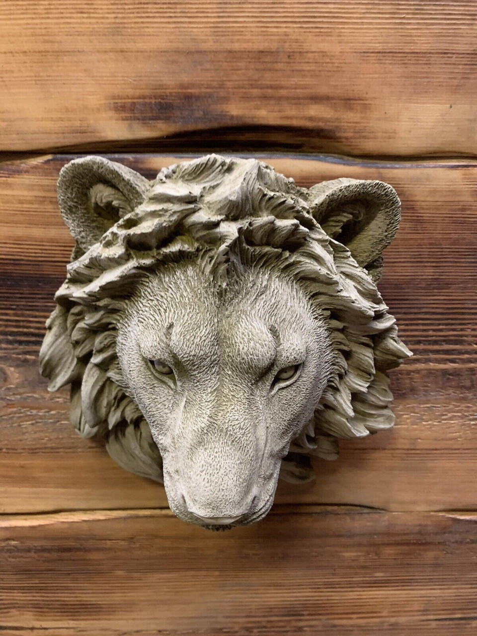 STONE GARDEN SMALL NATURAL DETAILED LION HEAD WALL HANGING PLAQUE ORNAMENT