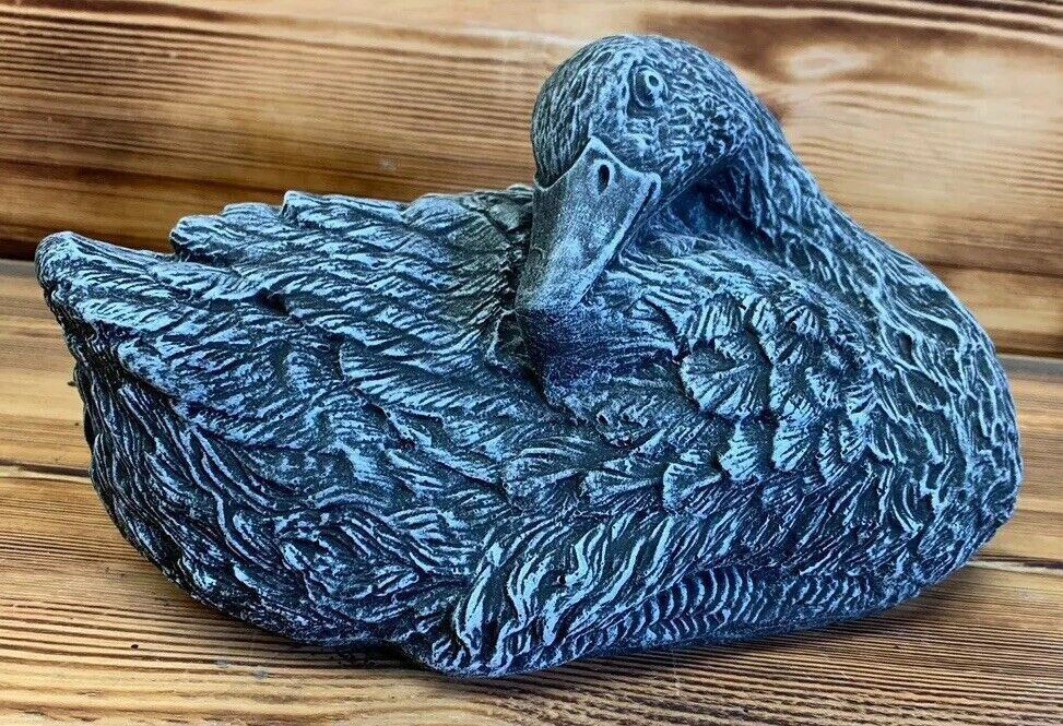 STONE GARDEN CUTE LAYING SLEEPING GOOSE DUCK SWAN STATUE ORNAMENT