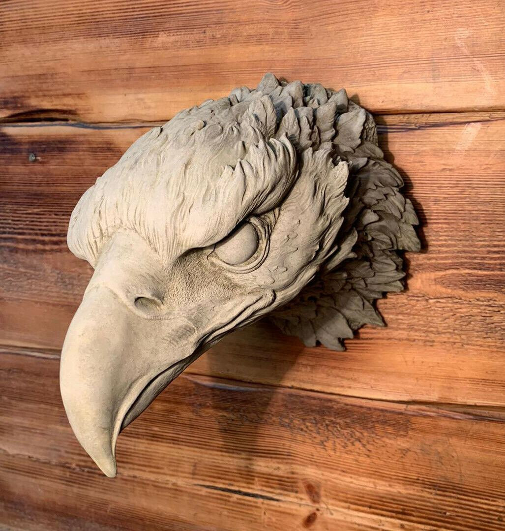 STONE GARDEN LARGE DETAILED GOLDEN EAGLE HEAD WALL HANGING PLAQUE ORNAMENT