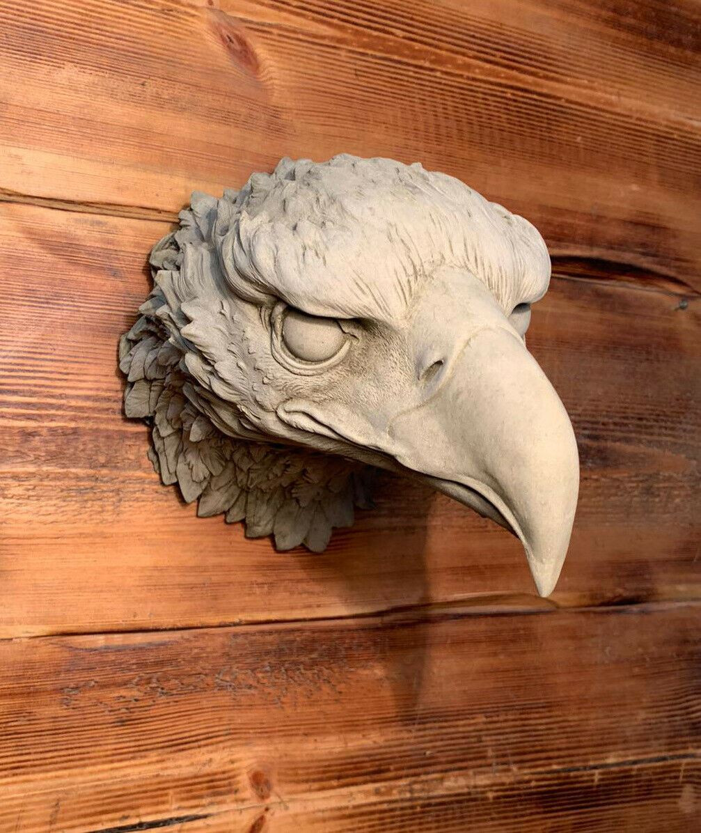 STONE GARDEN LARGE DETAILED GOLDEN EAGLE HEAD WALL HANGING PLAQUE ORNAMENT