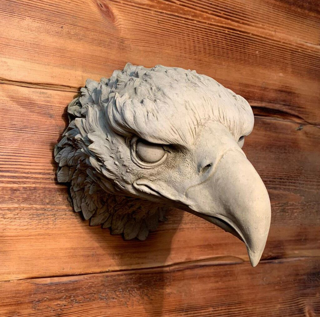 STONE GARDEN LARGE DETAILED GOLDEN EAGLE HEAD WALL HANGING PLAQUE ORNAMENT