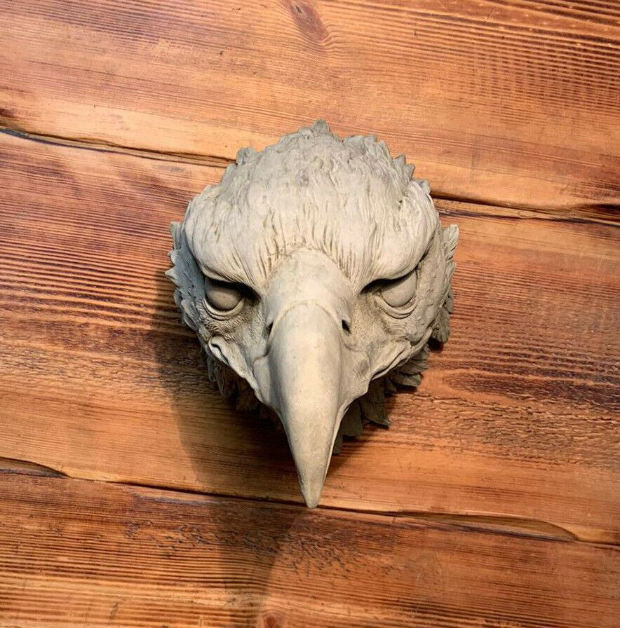 STONE GARDEN LARGE DETAILED GOLDEN EAGLE HEAD WALL HANGING PLAQUE ORNAMENT