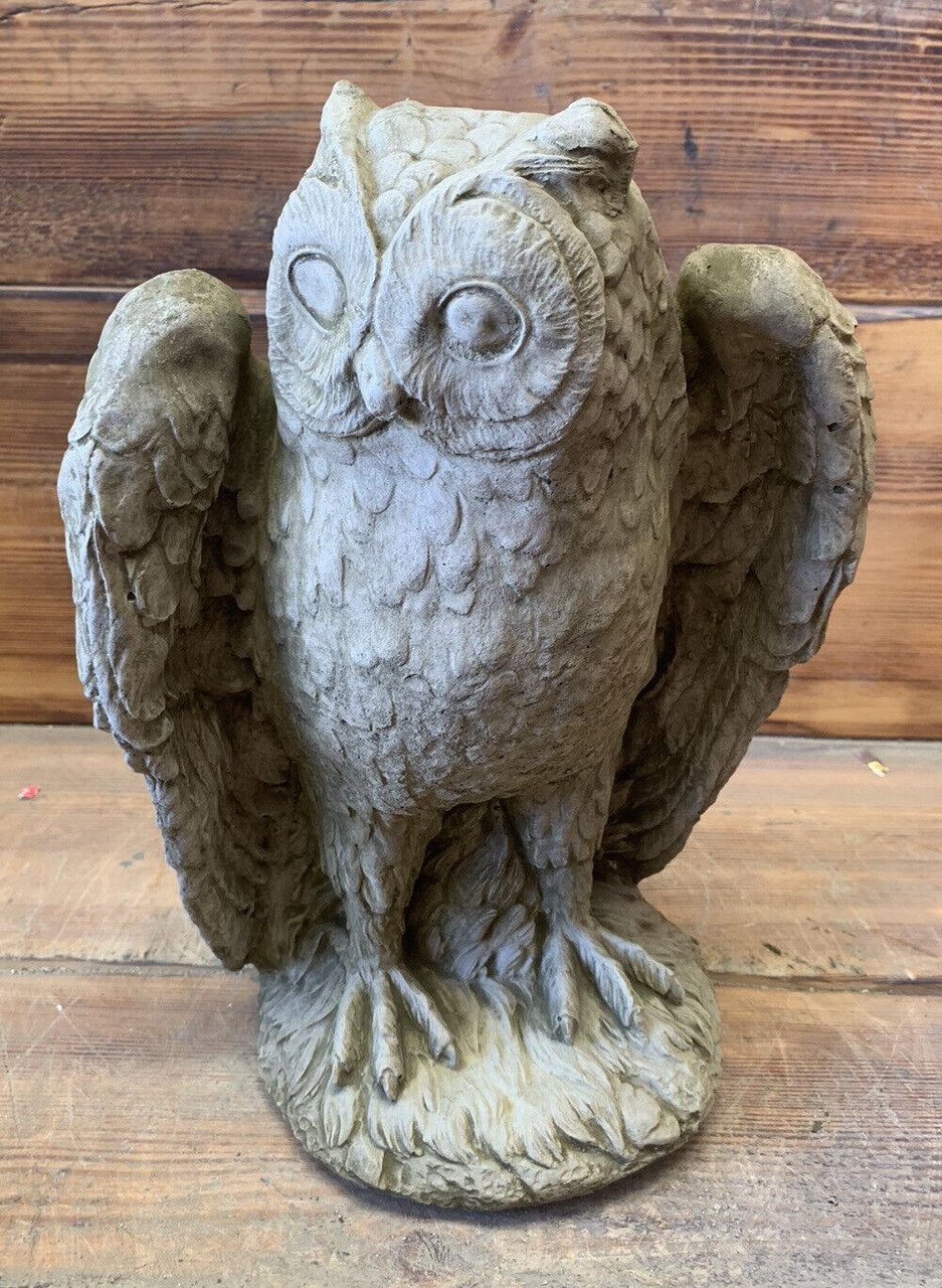 STONE GARDEN LARGE OWL BIRD WILDLIFE GIFT CONCRETE STATUE ORNAMENT