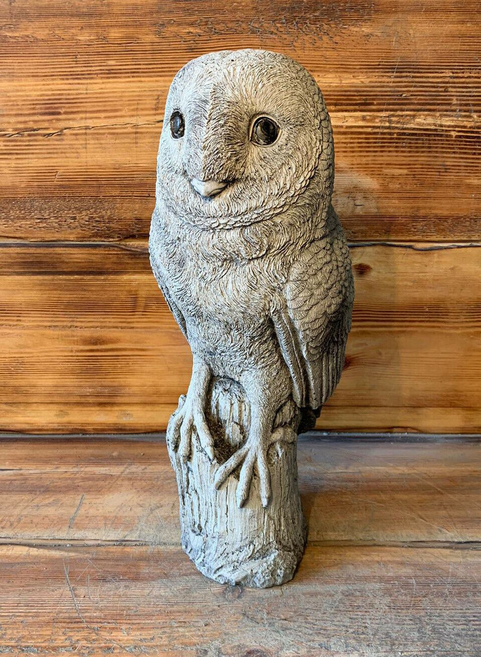 STONE GARDEN LARGE BARN OWL STATUE GIFT ORNAMENT