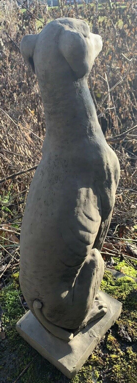 STONE GARDEN GREYHOUND WHIPPET DOG FORWARD FACING PILLAR CAP ORNAMENT 