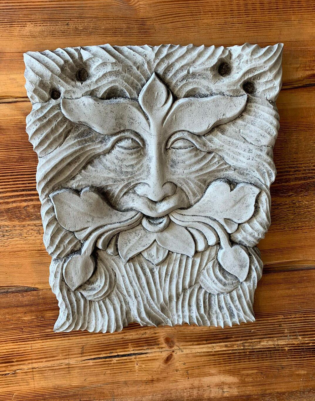 STONE GARDEN LARGE TREE MAN GREEN MAN WALL PLAQUE HANGING ORNAMENT