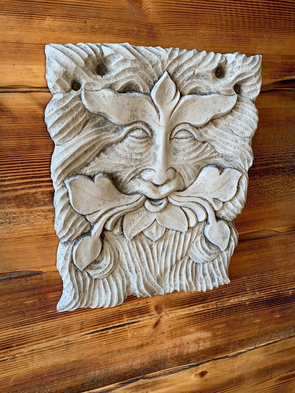 STONE GARDEN LARGE TREE MAN GREEN MAN WALL PLAQUE HANGING ORNAMENT