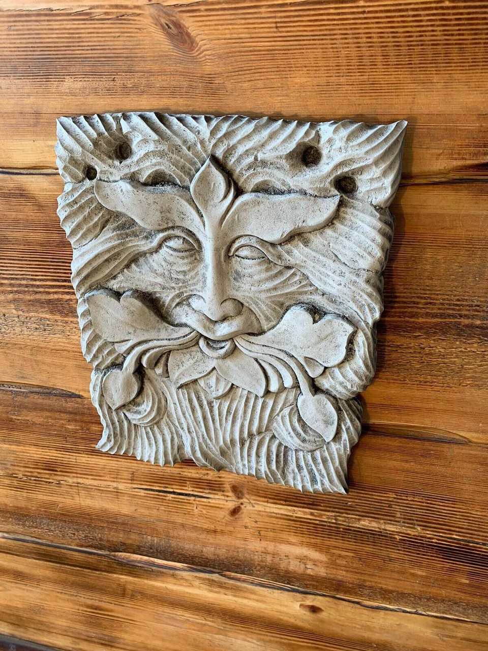 STONE GARDEN LARGE TREE MAN GREEN MAN WALL PLAQUE HANGING ORNAMENT