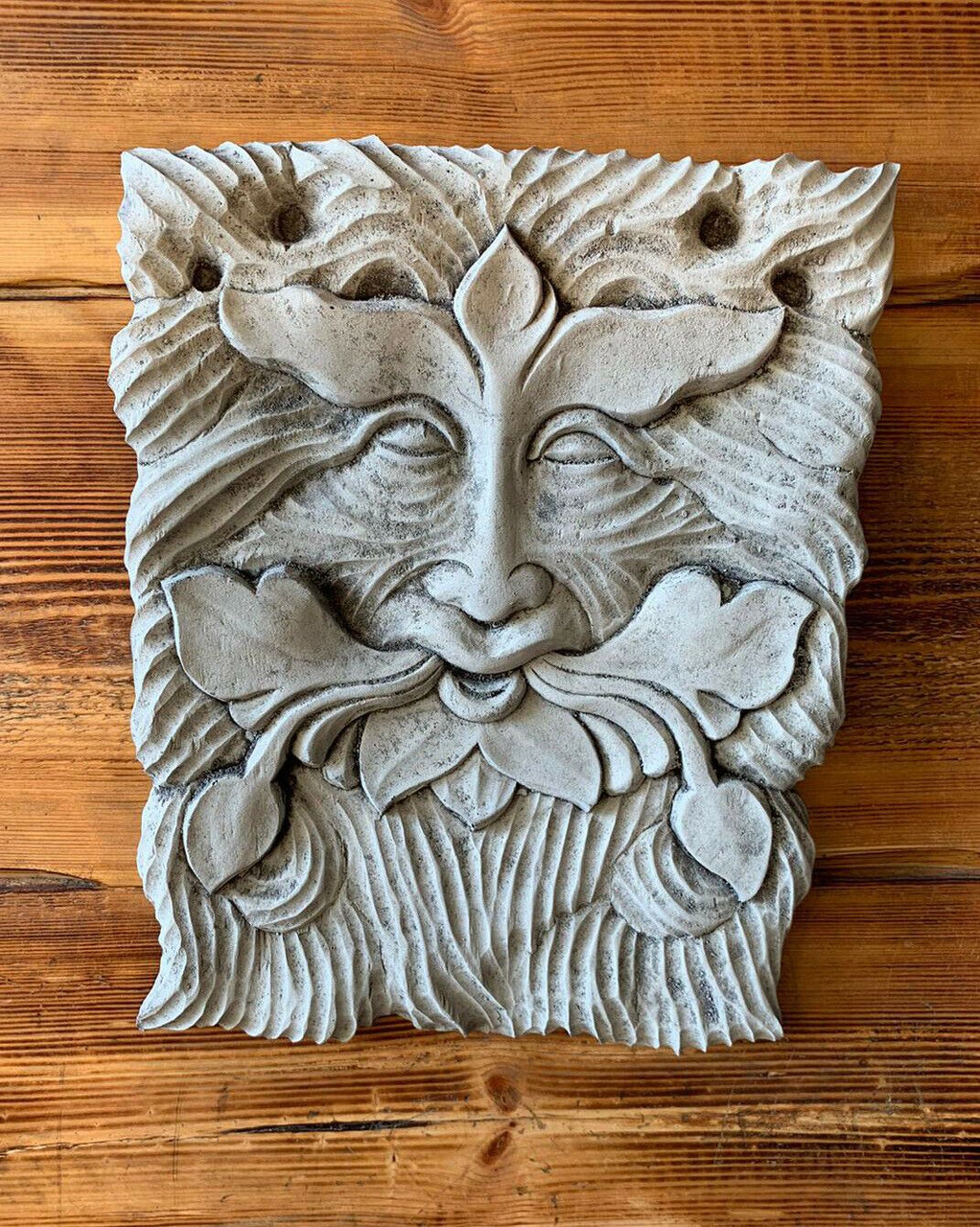 STONE GARDEN LARGE TREE MAN GREEN MAN WALL PLAQUE HANGING ORNAMENT