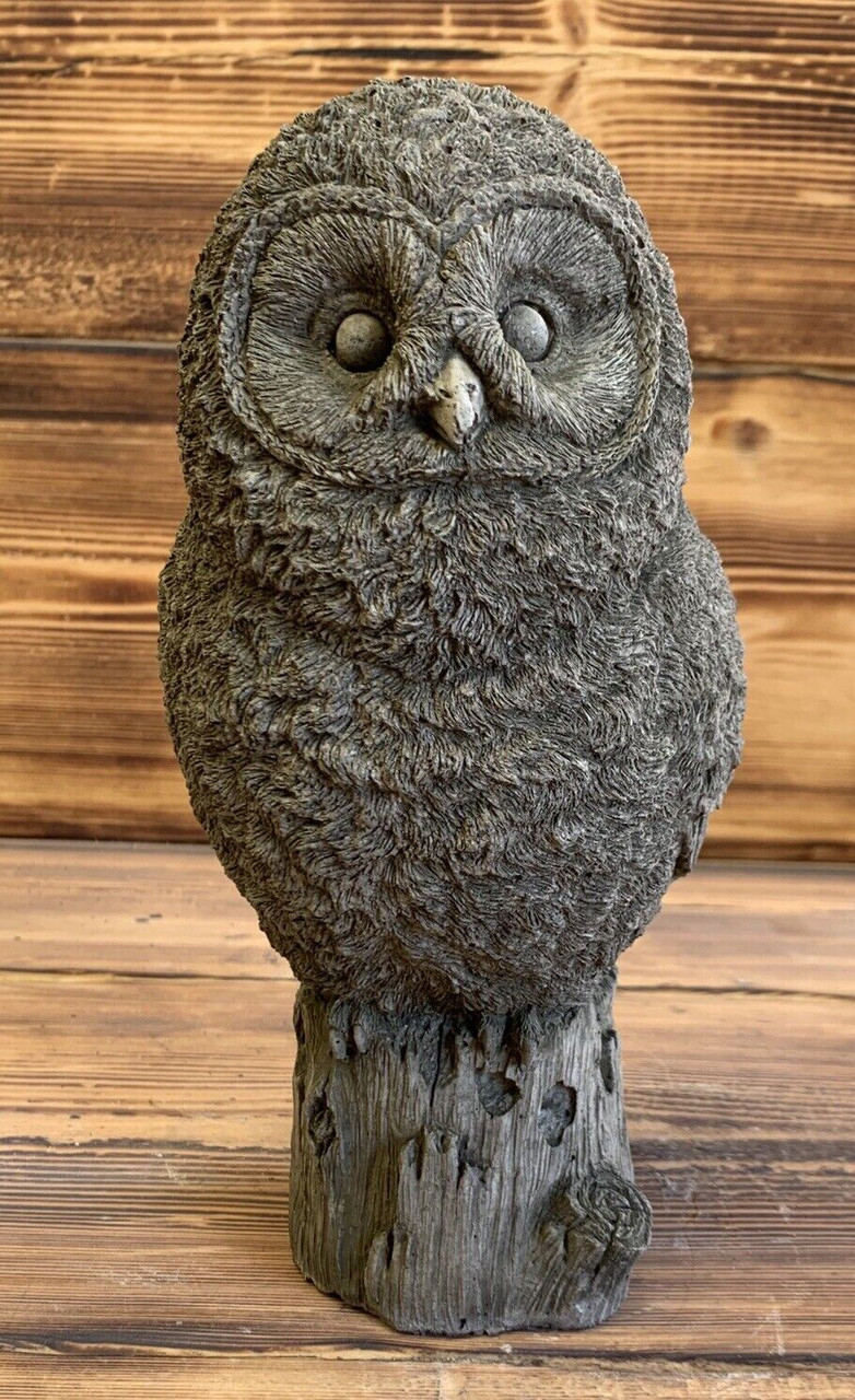 STONE GARDEN OWL STATUE ORNAMENT GIFT