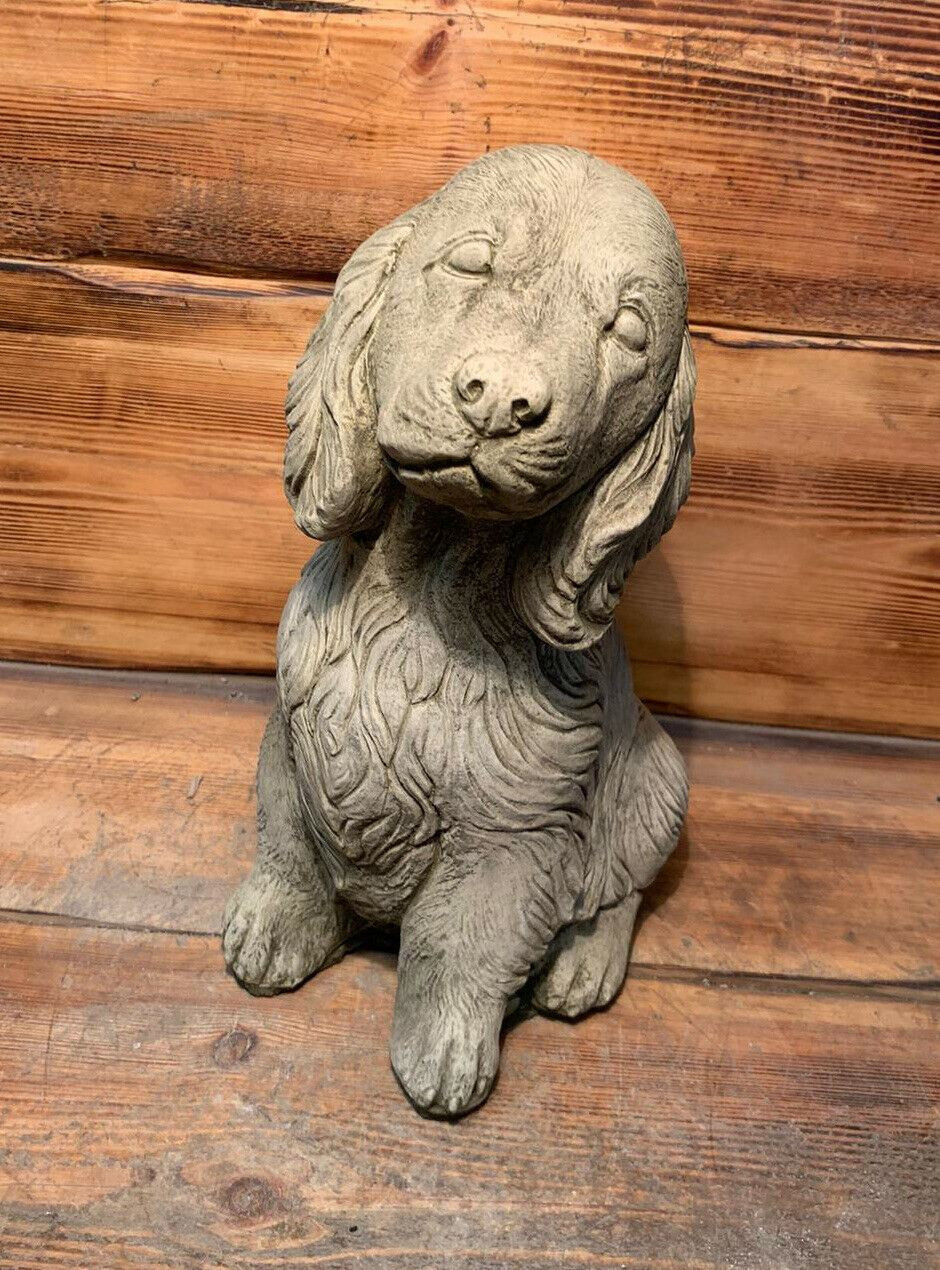 STONE GARDEN LARGE SITTING SPANIEL DOG PUPPY HOUND ORNAMENT MEMORIAL STATUE