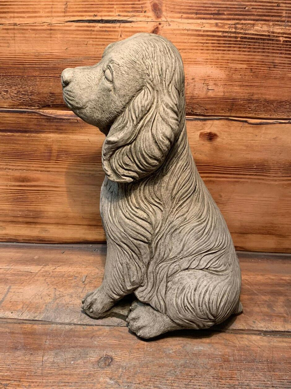 STONE GARDEN LARGE SITTING SPANIEL DOG PUPPY HOUND ORNAMENT MEMORIAL STATUE