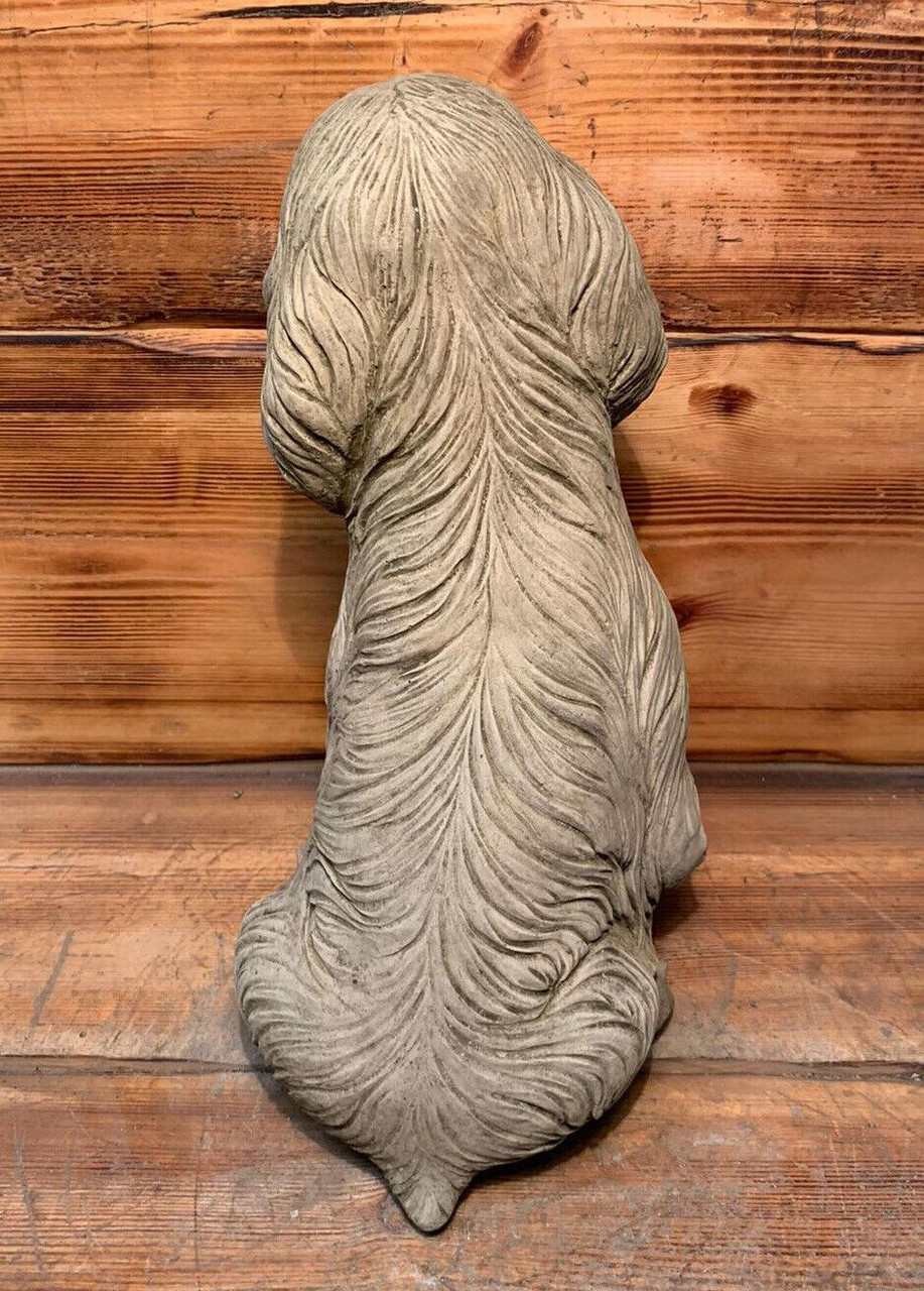 STONE GARDEN LARGE SITTING SPANIEL DOG PUPPY HOUND ORNAMENT MEMORIAL STATUE