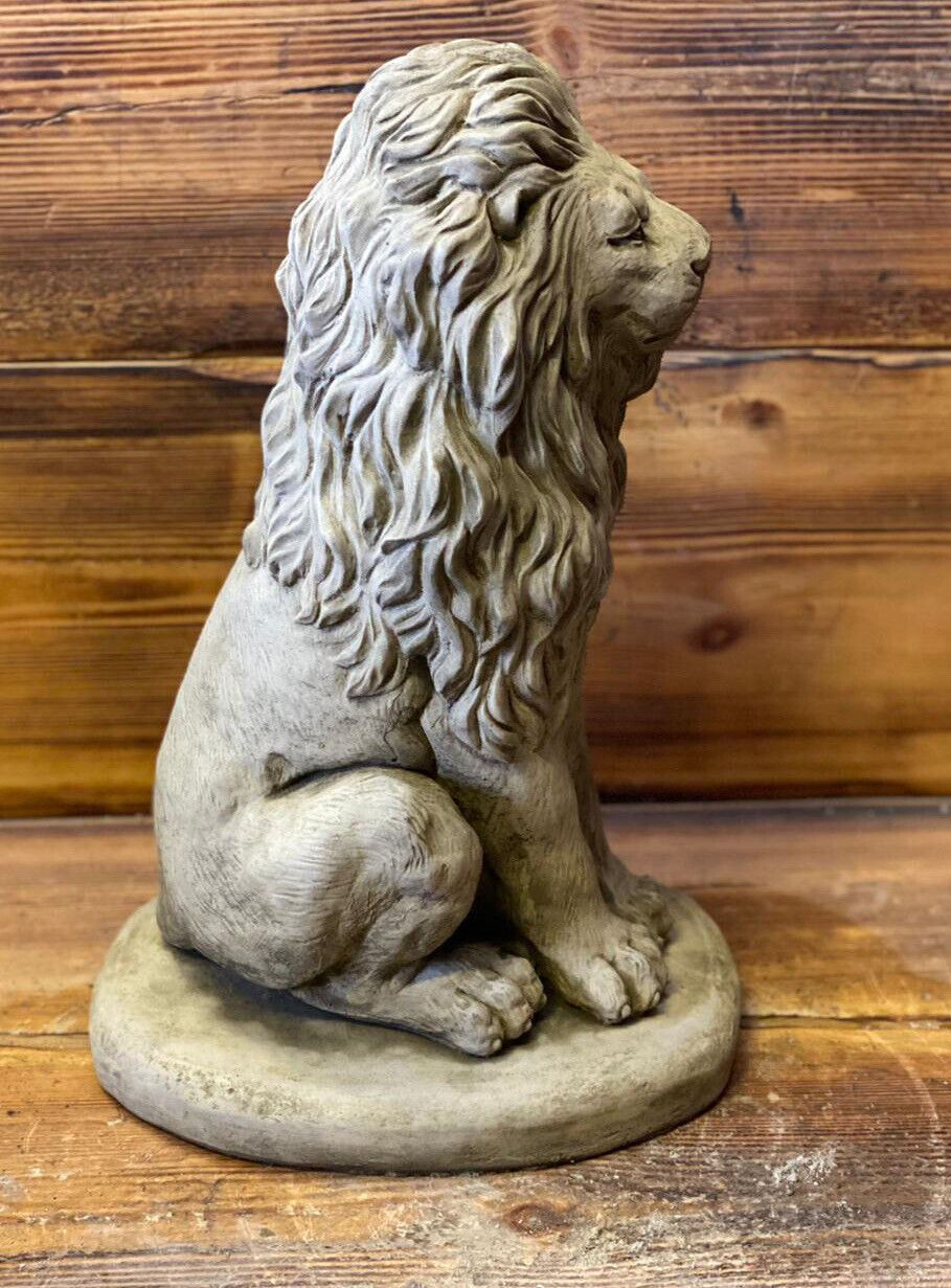 STONE GARDEN PROUD LION ON BASE STATUE PILLAR CAP DETAILED GIFT ORNAMENT