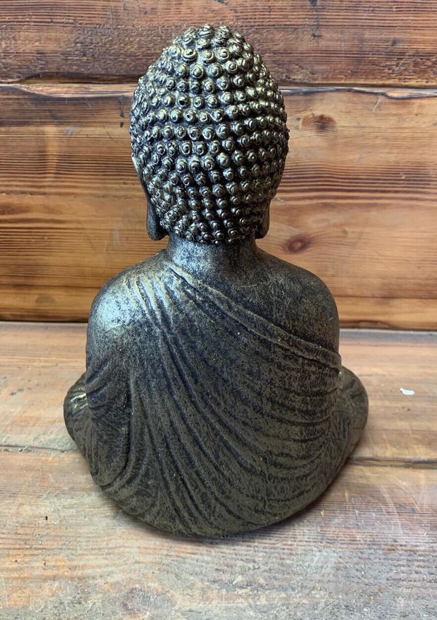 STONE GARDEN GOLD FANCY RESTING BUDDHA STATUE HAND CAST ORNAMENT