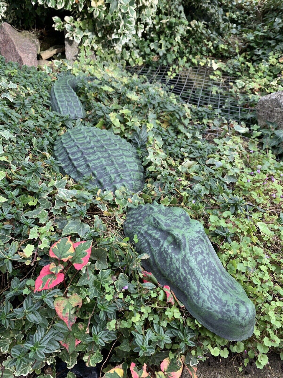 STONE GARDEN GREEN 3 PIECE CROCODILE ALLIGATOR GIFT CONCRETE ORNAMENT