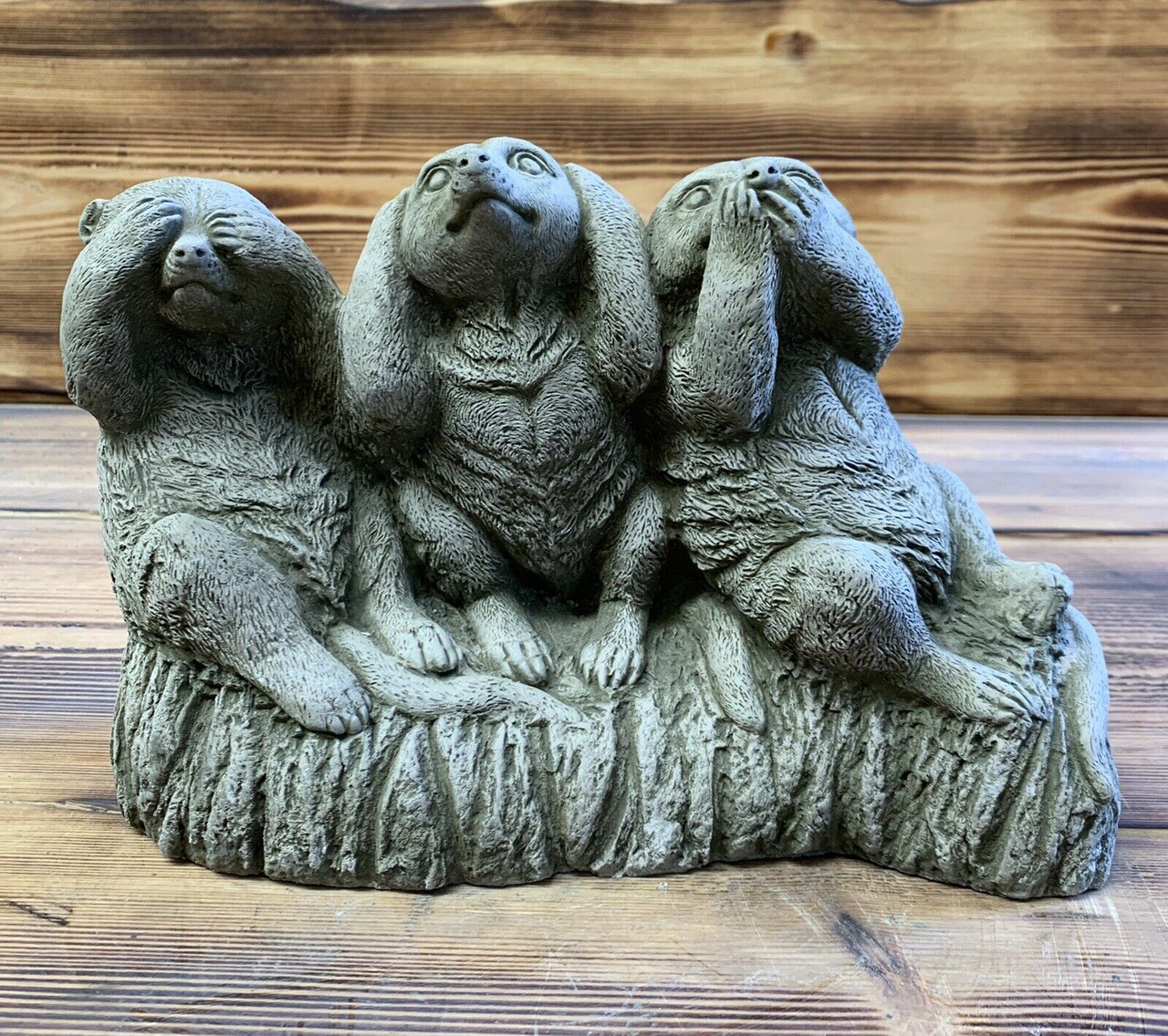 STONE GARDEN SEE HEAR SPEAK NO EVIL MEERKATS STATUE ORNAMENT 