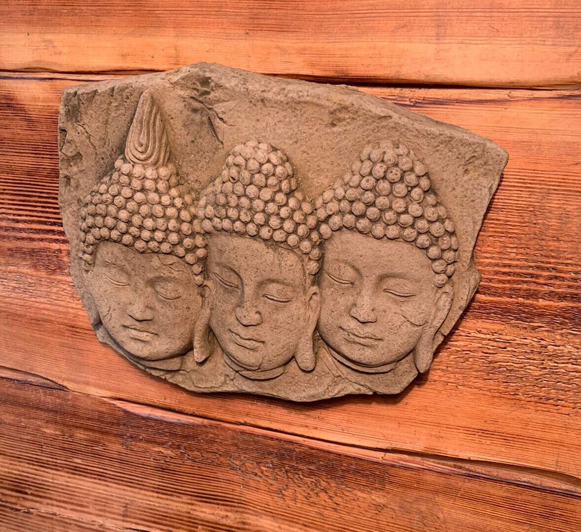 STONE GARDEN TRIO BUDDHA ORIENTAL WALL PLAQUE HANGING GIFT ORNAMENT