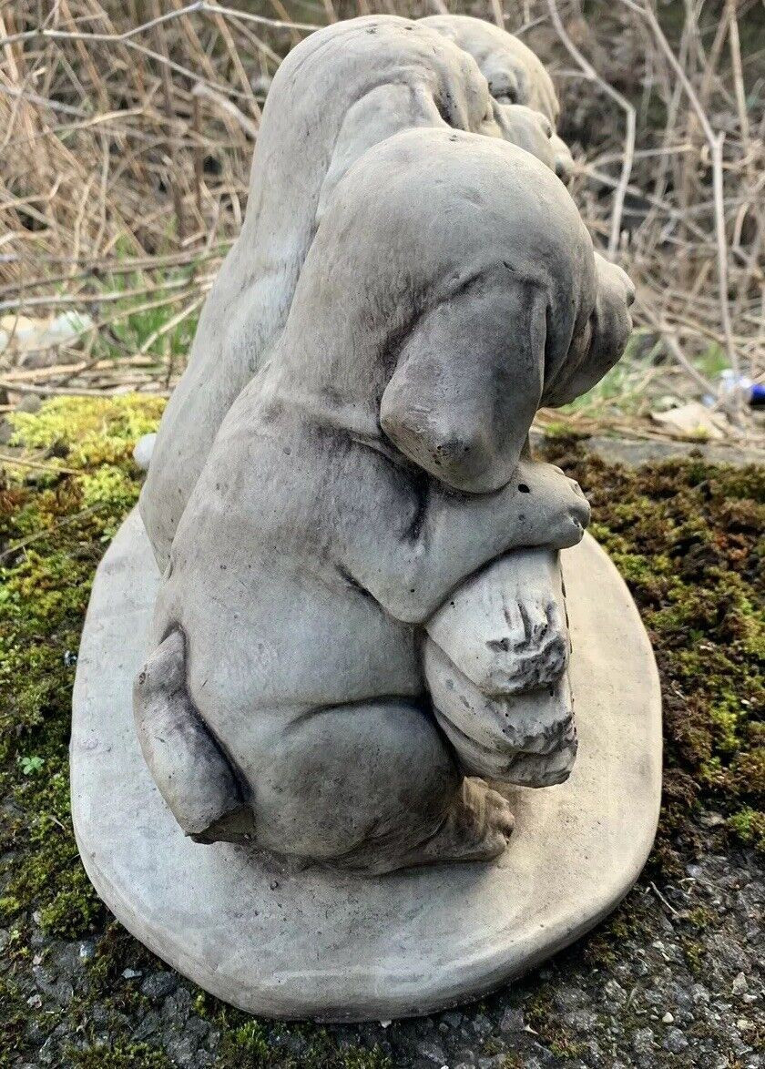 STONE GARDEN LABRADOR 3 CUTE PUPPY DOG WELCOME SIGN ORNAMENT