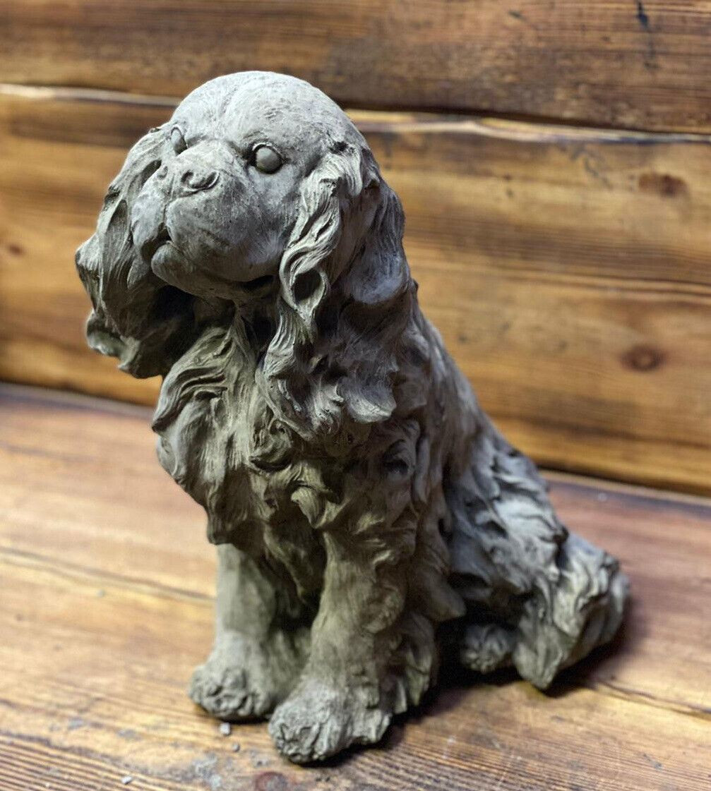 STONE GARDEN KING CHARLES/COCKER SPANIEL DOG STATUE GIFT ORNAMENT