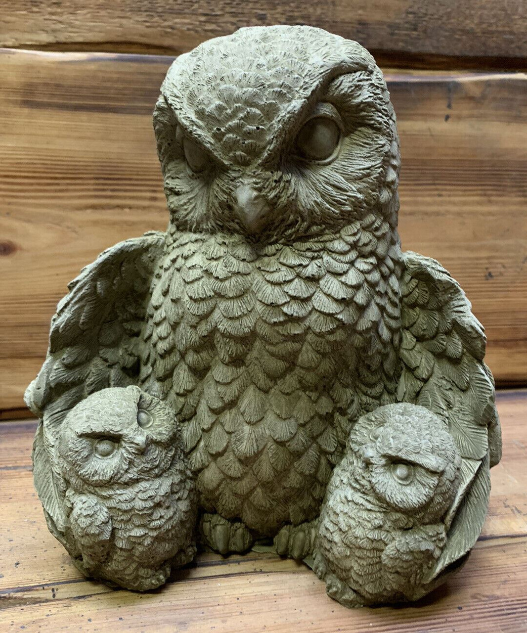 Stone Garden Cute Owl Family Concrete Ornament