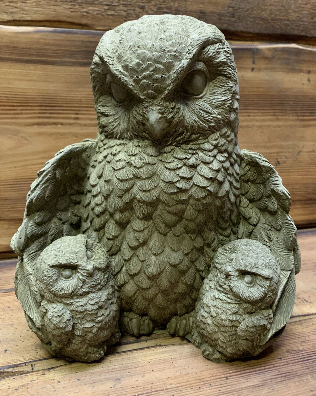 Stone Garden Cute Owl Family Concrete Ornament